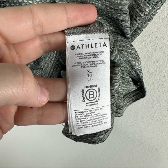 Athleta Green Gray Ultimate Scoop Mesh Athletic Athleisure Tank Top Size XL - Picture 4 of 6